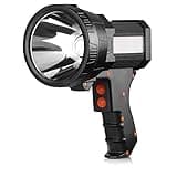 BUYSIGHT Rechargeable Spotlight,Spot Lights Hand held Large Flashlight 1000,000 lumens Handheld Spotlight Lightweight and Super Bright Flashlight (Aluminium_Alloy Black)