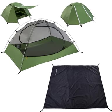 Clostnature Polaris Lightweight Backpacking Tents - 7'3'' x 6'3''x 3'11'' Camping Tent with Matching Waterproof Tent Footprint, 3 Person Waterproof Tent with Camping Tarp for Outdoor, Hiking