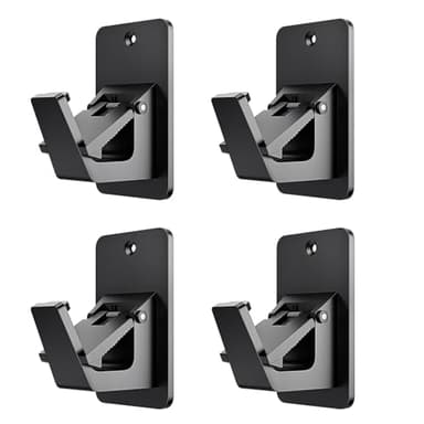 Universal Curtain Rod Holders, No Drill Curtain Rod Brackets, Self Adhesive Curtain Rod Brackets Up to 30 LB, Nail Free Curtain Rod Hooks for Bathroom, Bedroom, Livingroom, Kitchen (4PC, Black)