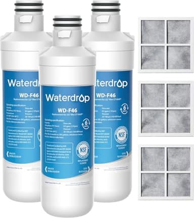 Waterdrop ADQ747935 LT1000PC Replacement for LG® LT1000P®/PC/PCS ThinQ® Refrigerator Water Filter, LFXS26973S, LMXS28626S, LMWS27626S, LFXS28596S, ADQ74793501 and LT120F®, 3 Combo