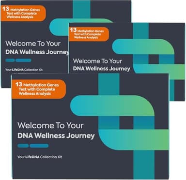 Methylation Test Complete Ultimate 13 Gene Wellness Analysis | 3-Pack Family Kits Over 120 Reports for Nutrition, Fitness, Vitamins, Sleep, Skincare