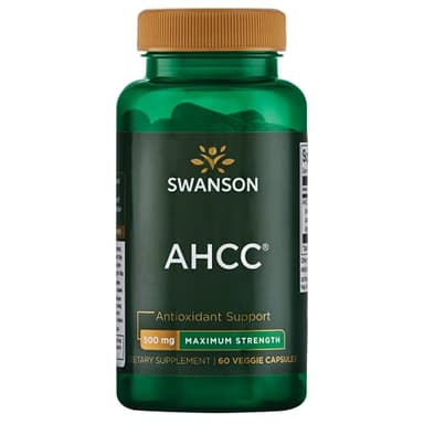Swanson Maximum Strength AHCC Mushroom Extract Immune Support Supplement for Adults Seeking Natural Immune Defense - 500 mg (60 Vegan Capsules)