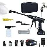Beiguoo Cordless Pressure Washer 2900 PSI, Cordless Power Washer Gun, 2 4000mAH Battery Operated Power Pressure, Portable High Pressure Washer with 6-in-1 Nozzel for Car/Floor/Fence/Sidewalk, Black