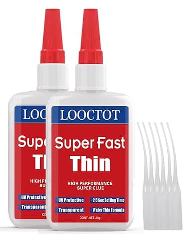 LOOCTOT 60g(2.12 oz) Thin Super Glue Dries Super Fast (2-5 Sec) Premium CA Glue for Woodworking, Woodturning, Hobby Models, CA Finish, Inlays. Waterproof Clear