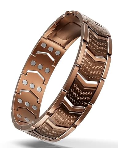 vapeples Copper Bracelet for Men,3X Magnetic,3800 Gauss,99.99% Pure Copper Magnetic Bracelets for Men, Power Balance,Shield Design,Gift Box Packaging With Adjustment Tool
