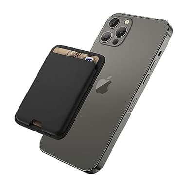 iLodn Magnetic Wallet Compatible with MagSafe for iPhone 17 16 15 14 13 12 Pro Max Air Plus Model, Mag 3 Safe Card Holder Stick on Accessories for Cell Phone & Case, Jet