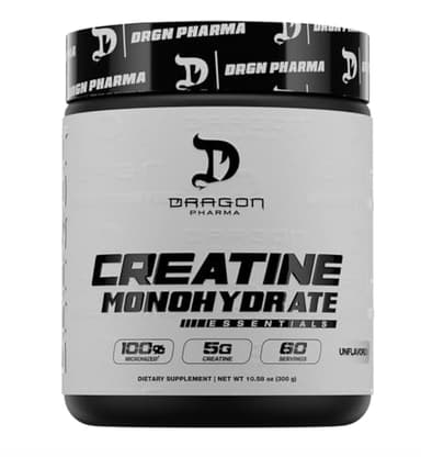 DRAGON PHARMA Creatine Monohydrate, Aid Muscle Recovery, Post-Workout Supplement, Antioxidant Support (60 Servings, Unflavored)