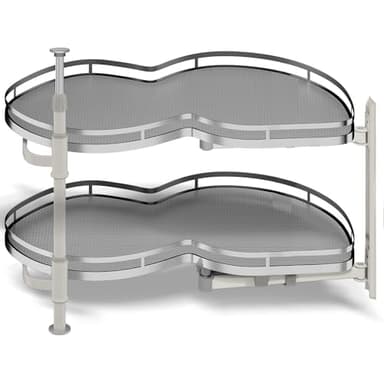 Kinchoix Blind Corner Cabinet Pull Out Organizer, Soft Close Swing Right Pull Out Cabinet Organizer 30inch, Corner Cabinet Lazy Susan for Blind Shelf, 2 Tiers Tray, Adjustable Height