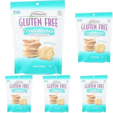 Milton's Gluten Free Crackers, Crispy Sea Salt - Non-GMO Project Verified, Kosher, Certified Gluten Free Snack, 5 Grains In Every Bite - 4.5 Oz (Pack of 5)