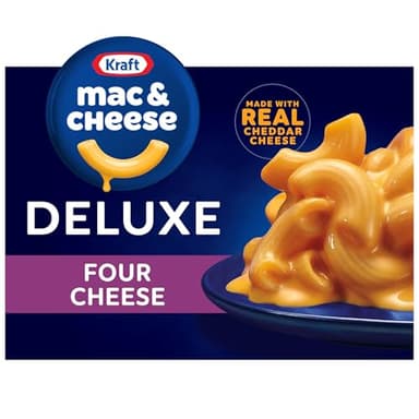 Kraft Deluxe Mac and Cheese, 1 Box, for Easy Dinner or Dinner Sides, Four Cheese, No Artificial Dyes or Flavors, 14 oz
