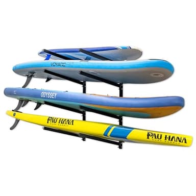StoreYourBoard Outdoor Standup Paddleboard Rack, Wall Mount, Holds 400 lbs, Adjustable Storage Stand, Heavy-duty Metal Organizer
