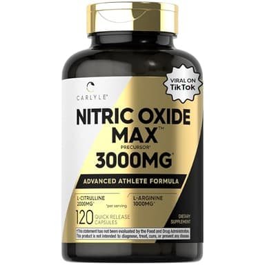 Carlyle Nitric Oxide Supplement 3000mg | 120 Capsules | with L-Arginine & L-Citrulline | for Men & Women | Pre & Post Workout | Non-GMO, Gluten Free
