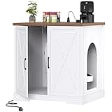 Heybly Litter Robot Enclosure,large Litter Robot Cabinet with Charging Station,Wooden Cat Litter Box Enclosure Furniture for Self-Cleaning Robot 3 & 4,Hidden for Smart Litter Box Size,White HCLB004WWB