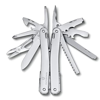 Victorinox Swiss Tool Spirit MX Swiss Army Knife, 24 Function Swiss Made Multitool with Large Blade, Pliers and Wire Cutter - Silver with Nylon Pouch