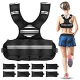 Adjustable Weighted Vest for Women Men, 6-18 LBS Weighted Walking Vest with 8 Ironsand Weights & Reflective Strip, Strength Training Weight Vests for Running GYM Home Workout, Large Zippered Pocket