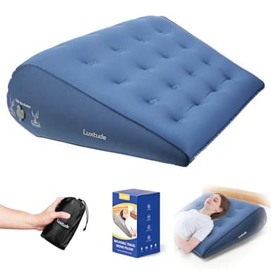 Luxtude Inflatable Wedge Pillow for Sleeping, Travel Wedge Pillow for Acid Reflux Relief, Sleep Apnea, Adjustable Bed Wedges Pillows for Back Pain Relief, Post-Surgery, Snoring and Leg Support