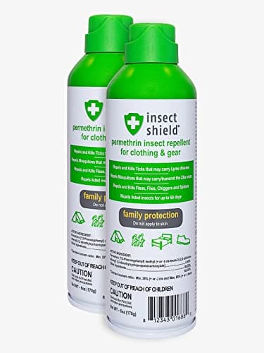 Insect Shield Premium Permethrin Spray - Tick, Flea, Fly, Mosquito, Chigger, Spider & Bed Bug Repellent for Clothing, Gear, Furniture, & Tents, Last up to 60 Days, Clear, 6 Oz Aerosol, Pack of 2
