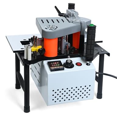 Woodworking Edge Banding Machine, Right Angle Curve Straight Line Edge Bander, Portable PVC ABS Edge Bander, Double-sided Gluing, Adjustable Speed 5-10m/min 110V