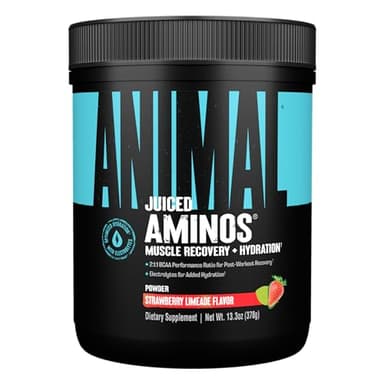 Animal Juiced Amino Acids - BCAA Powder EAA Matrix Plus Hydration with Electrolytes and Sea Salt Anytime Recovery and Improved Performance, Strawberry Limeade Flavor, 30 Servings