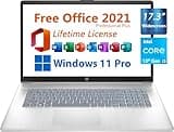 HP 17.3"" Business Laptop, Free Microsoft Office 2021 with Lifetime License, Widescreen HD+ Display, Intel Quad-Core i3-1125G4 3.7 GHz, 16GB DDR4, 1TB SSD, 9.5 Hours Battery, Windows 11 Pro, Silver