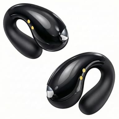 Boytond Ultra Open Ear Earbuds - Ergonomic Clip-On Earbuds, Bone Conduction Over-The-Ear Headphones with Waterproof Design and Secure Fit for Small Ears, Midnight Black