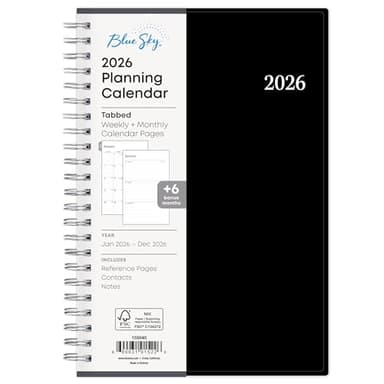 Blue Sky 2026 Weekly and Monthly Planner Calendar, Includes January 2026 - December 2026, 5" x 8", Flexible Cover, Wirebound, Laminated Tabs, Enterprise