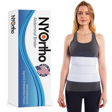 NYOrtho Abdominal Binder 12" 4-Panel - Post-Surgery Compression Belt for Men and Women - Abdominal Support Wrap for Hernia, Back Pain, Muscle Strain, Injury Recovery - Latex-Free - USA (45"-60")