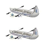 Sea Eagle 370 Deluxe 2 Person Inflatable Portable Sport Kayak & Paddles (2 Pack)