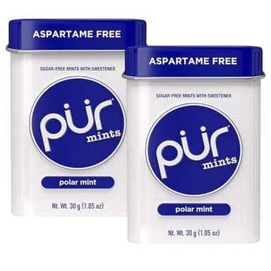 PUR Mints | Aspartame Free | Made with Xylitol | Sugar Free, Vegan, Gluten Free & Keto Friendly | Natural Polar Mint Flavored Mints, 30 Pieces (Pack of 2)