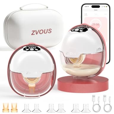 Hands Free Breast Pump Comfortable, Painless Strong Suction Power Rechargeable Electric Breast Pump Smart App Wearable Pump Leakproof 4 Modes Levels Wireless Pump for Driving Office Yoga Sleeping