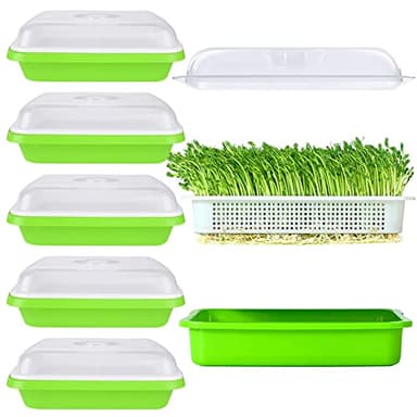 SHUESS 6 Pack Seed Sprouting Tray with Drain Holes BPA Free Nursery Tray Microgreens Growing Trays Wheatgrass Grower Sprouting Container Seed Germination Propagation Trays for Garden Home Office