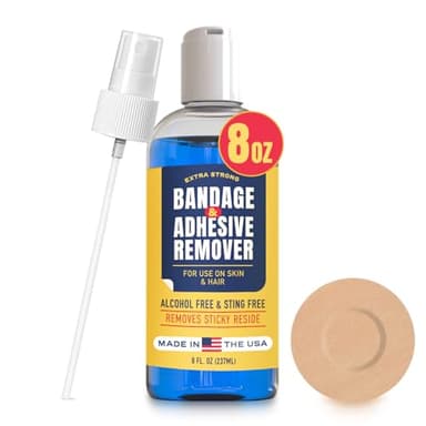 Sting-Free Adhesive Remover - 8oz Gentle & Pain-Free Bandage & Strong Adhesive Remover - Ideal for Sensitive Skin, Sports Tape, Dialysis Ports, Continuous Blood Glucose Monitoring & Colostomy Bag Care