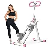 Stair Stepper for Home Gym Exercise, Vertical Climber Exercise Machine for Full Body Workout, Compact Folding Cardio Exercise Climber with Adjustable Handlebar (Pink)