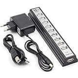 Powered USB Hub 2.0, 10-Port USB Hub USB Extender Splitter for Devices Charging and Fast Data Transfer with Individual LED Indicator Light, USB Multiport Adapter for Laptop, PC, MacBook and More…