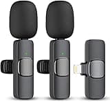 2 Pack Professional Wireless Lavalier Microphone for iPhone iPad(iPhone 14 and Below), Lapel Mics Plug-Play Clip on Lapel Mic for YouTube, Recording, Vlog, Facebook Live
