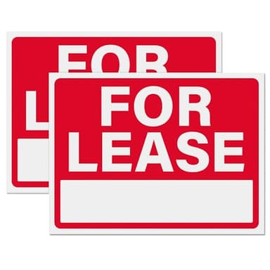 For Lease Sign 12x16, Plastic Sign for Home, Office, Commercial Propety, Waterproof Plastic (Pack of 2)