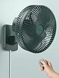 10 Inch Oscillating Wall Mount Small Fan with Remote Control and Timer, 4 Speeds, Included Adapter, 60°Adjustable Tilt, High Velocity, 1.8m Cord, Quiet, for RV Bedroom Kitchen Gym, Garage