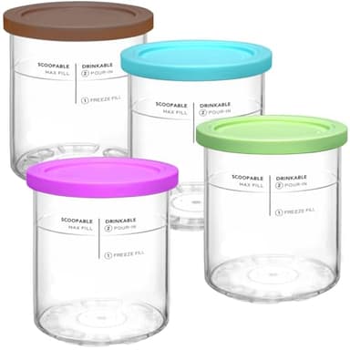 SLLFLY Replacement for Creami Deluxe Pints and Lids 4 Pack,Compatible with Ninja Creami 11-in-1 NC501 NC500 Series Deluxe Ice Cream Maker,24oz Deluxe XL Cups(Purple,Blue,Brown,Green)