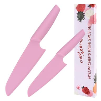 kiddi cookie Nylon Knife for Nonstick Pans, 2 pcs Kitchen Knife Safe, Nonstick Knife Resistant to high temperatures up to 460 degrees Fahrenheit, Pink