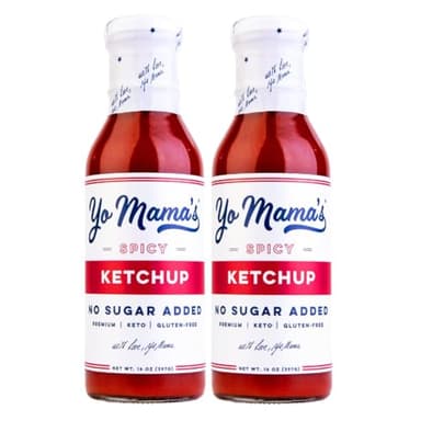 Yo Mama's Foods Keto Spicy Ketchup – Pack of (2) - No Sugar Added, Low Carb, Vegan, Gluten Free, Paleo Friendly, and Made with Whole Non-GMO Tomatoes!