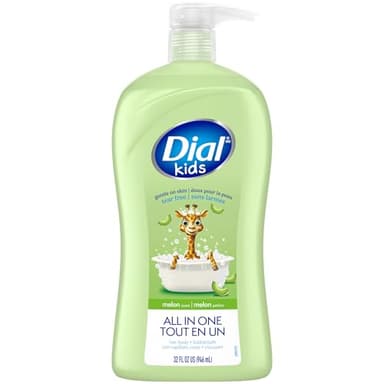 Dial Kids All-in-1 Body Wash + Hair + Bubble Bath, Melon Scent, 32 Fl Oz, Hypoallergenic Body Wash & Shampoo, No Tears Formula for Kids 2+ Years, No Parabens & Silicones