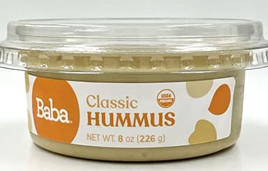 Baba Organic Hummus (8 oz) - USDA Organic, Gluten Free, Vegan, Non-GMO, Cholesterol Free, Zero Preservatives (Classic Hummus)