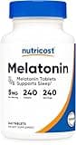 Nutricost Melatonin 5mg, 240 Tablets - 5mg Per Serving, Non-GMO, Gluten Free