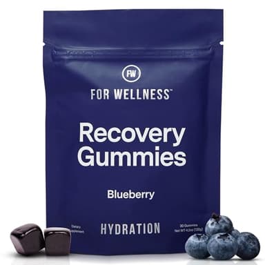 For Wellness Recovery Gummies Hydrate | Blueberry Electrolyte & Antioxidant Supplements for Hydration, Energy & Post-Workout Performance | Vegan, Non-GMO, 30 Count