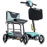 Pride Mobility Go-Go Super Portable 4-Wheel Folding Travel Mobility Scooter – 300 lbs Capacity, 4.5 mph, Airline-Approved Lithium Battery – for Seniors, Adults, Elderly – Lightweight & Compact (Mint)