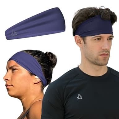 Temple Tape, Headbands for Men and Women - Mens Sweatband & Sports Headband Moisture Wicking Workout Sweatbands for Running, Cross Training, Yoga and Bike Helmet Friendly - Navy
