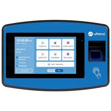 uAttend NX2500 Biometric Fingerprint, RFID, PIN Time Clock for Small Business – Cloud-Based Attendance System with Optional Payroll Integration – All-in-One System