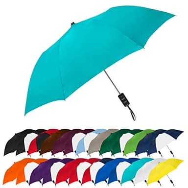 The Spectrum Popular Style 42" Automatic Open Compact Travel Umbrella for Rain, Wind & Sun, Sturdy Lightweight Small Portable Stick Umbrella for Men and Women, Teal Blue