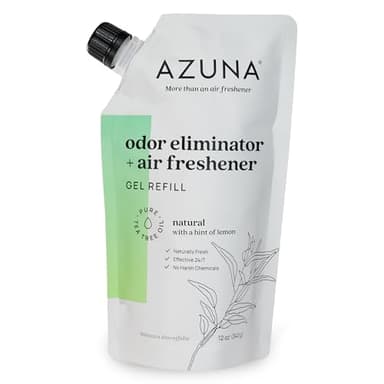 Azuna Air Freshener and Odor Eliminator for Strong Odor Gel 12oz Refill Pouch with Tea Tree Oil | Plant-Based & Long Lasting | Pet, Smoke, Home and Bathroom | Natural Scent | Last 60-90 Days
