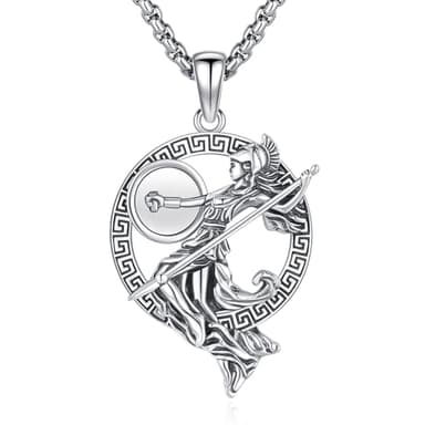 Eusense Athena Necklace for Women Men 925 Sterling Silver Jewelry Roman Mythology Goddess Warrior Minerva Greek Pendant Gifts for Him Birthday Anniversary Lover Female Male